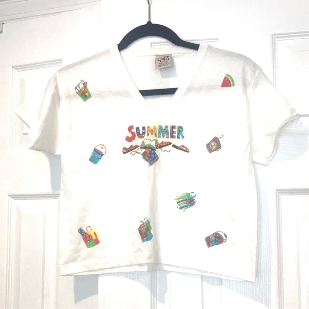 WHITE SUMMER WOMENS CROP TOP T SHIRT